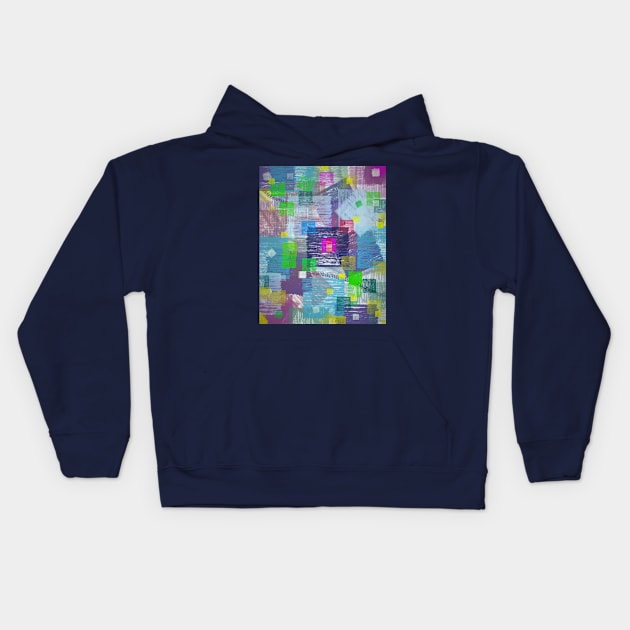 World of squares Kids Hoodie by Rene Martin